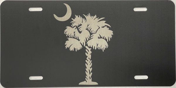 NEW SC Palmetto Logo Laser Engraved License Plate Car Tag Gift Flat Black