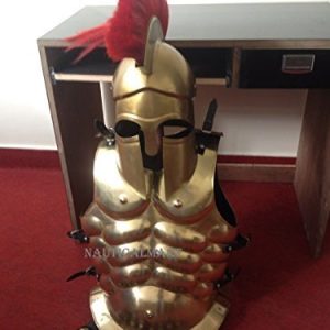 NauticalMart Masculat Greek Costume Muscle Armor Greek Corinthian Helmet Plume
