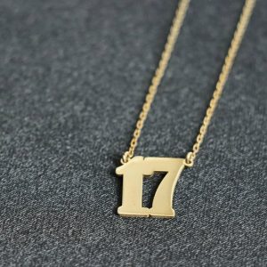 Number Necklace, Old English Number, Old English Letter Number Necklace, Old English Jewelry, Gothic Number Necklace, AGE NECKLACE