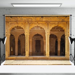 Ornate Palace Courtyard Stone Arches Photo Backdrop - Aperturee