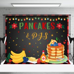 Pancakes Pjs Black Festive Christmas Vibe Backdrop - Aperturee