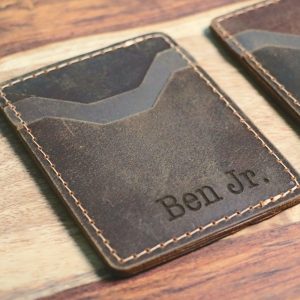 Personalized Slim Card Wallet, Christmas Gift, Minimalist Leather Card holder, Monogrammed Wallet, Western Initials