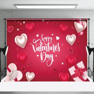 Pink Heart Gift Box Happy Valentines Day Backdrop - Aperturee