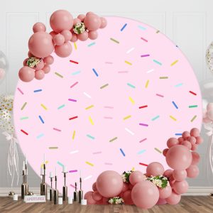Pink Sweet Candy Round Birthday Backdrop For Girl - Aperturee