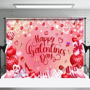 Pink Woman Jewelry Lip Happy Galentines Day Backdrop - Aperturee