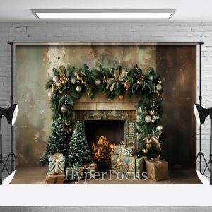 Retro Abstract Wall Fireplace Gift Christmas Backdrop - Aperturee