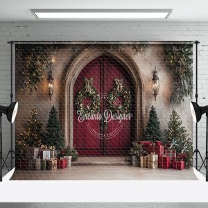 Retro Classic Festive Tree Gifts Christmas Home Backdrop - Aperturee