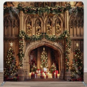Retro Wall Xmas Trees Gifts Pillow Case Backdrop - Aperturee