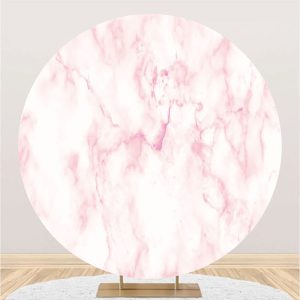 Round White Pink Abstract Marble Texture Backdrop
