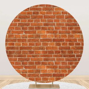 Rust Color Brick Wall Round Backdrop For Birthday - Aperturee