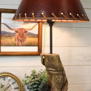 Rustic Forest Black Bear Sleeping On Tree Log Desktop Table Lamp With Shade- ...