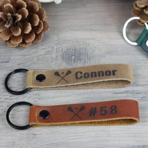 SLIM Leather Lacrosse Keychain , Real Leather, Same Day Shipping, Free Shipping US
