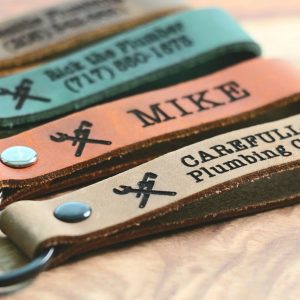 SLIM PLUMBER Personalized Keychain, Plumber Keyring, Plumbing Key tag, Name Tag, Cute Leather Keychain, Plumber Keychain
