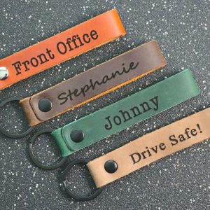 SLIM Personalized Leather Keychain, Customized Keychain, Custom Leather Key chain, coordinates key chain longitude latitude keychain, Best Gift