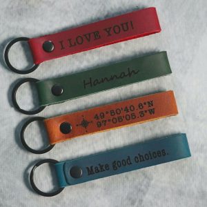 SLIM Personalized Leather Keychain, Personalized Coordinates Keychain, Where it All Began, 3 year Anniversary Gift. Mens gift, Mothers day gift