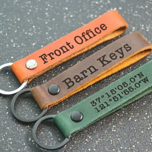 SLIM Personalized Leather Keychain, Personalized Coordinates Keychain, Where it All Began, 3 year Anniversary Gift. Mens gift, Mothers day gift