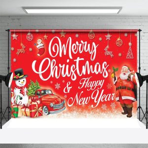 Santa Claus Gift Red New Year Christmas Backdrop - Aperturee