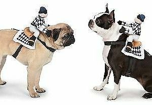 Show Jockey Saddle Harness Dog Costume Cute Navy White Race Day Rides The Pooch