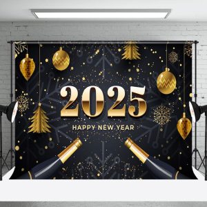 Snowflakes Pendant Champagne 2025 New Year Backdrop - Aperturee