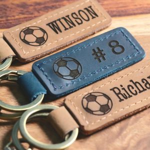 Soccer Ball Keychain, Personalized Sports Keychain, Team Gifts, Player Gifts, Soccer Gift, LEATHER KEYCHAIN