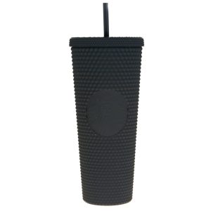 Starbucks Venti Tumbler Studded Matte Black Diamond Rubberized Cold Cup 24oz
