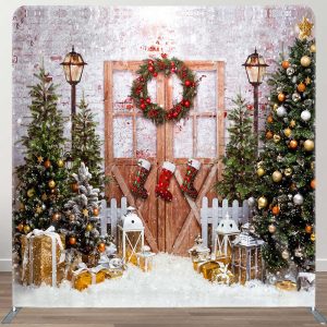 Tree Gift Wood Brick Christmas Pillow Cover Backdrop - Aperturee