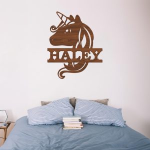 Unicorn Wood Name Sign