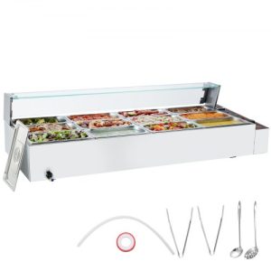 VEVOR 12-Pan Commercial Electric Food Warmer Countertop Buffet 12*8Qt with Glass Shield