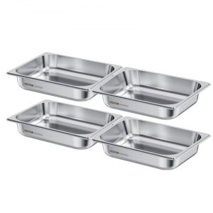 VEVOR 1/2 Size Hotel Pans Steam Table Pans 2.5 Inch Deep Stainless Steel 4 Pack