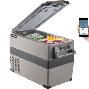 VEVOR 12 Volt Refrigerator 45L(48qt) Fast Cooling Portable Freezer with App Control(-4°F~68°F) Car Fridge with 12/24v DC & 110-240v AC for Travel, Camping and Home Use, 48 Quart, Black