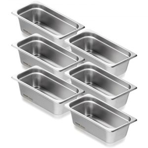 VEVOR 6 Pack Hotel Pans, 1/3 Size Anti-Jam Steam Pan, 0.8mm Thick Stainless Steel Restaurant Steam Table Pan, 4-Inch Deep Commercial Table Pan, Catering Storage Food Pan, for Industrial & Scientific