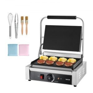 VEVOR Commercial Panini Press Grill Electric Sandwich Maker Griddle Plate 14"x9"
