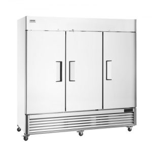 VEVOR Commercial Refrigerator 60.42 Cu.ft, Reach In 82.5" W Upright Refrigerator 3 Doors, Auto-Defrost Stainless Steel Reach-in Refrigerator & 12 Shelves, 33 to 41°F Temp Control, LED Light, 4 Wheels