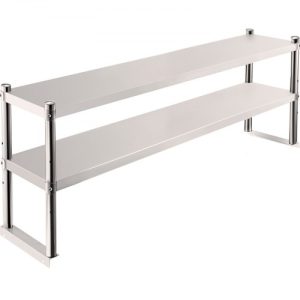 VEVOR Double Overshelf, Double Tier Stainless Steel Overshelf, 60 in. Length x 12 in. Width Double Deck Overshelf, Height Adjustable Overshelf for Prep & Work Table in Kitchen, Restaurant and Workshop