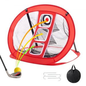 VEVOR Golf Chipping Net, Pop Up Golf Practice Net, Portable Indoor Outdoor Home Golf Hitting Aid Net with Target and Carry Bag, for Backyard Driving Training Swing, Gift for Men, Golf Lover, Red