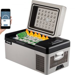 VEVOR Portable Refrigerator 21 Quart(20 Liter),12 Volt Refrigerator App Control(-4°F~68°F), Car Refrigerator Electric Compressor Cooler with 12/24v DC & 110-240v AC for Camping, Travel, Fishing, Outdoor or Home Use