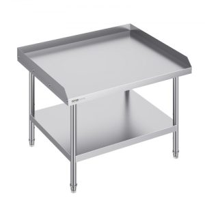 VEVOR Stainless Steel Work Table, 30 x 36 x 26 Inch Commercial Food Prep Worktable, 3-Sided Backsplash Heavy Duty Prep Worktable, Metal Work Table with Adjustable Height for Restaurant Home Hotel