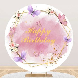 White Pink Abstract Marble Texture Round Backdrop