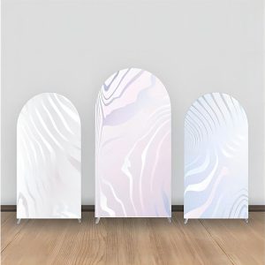 White Reflective Marble Texture Arch Backdrop Kit - Aperturee