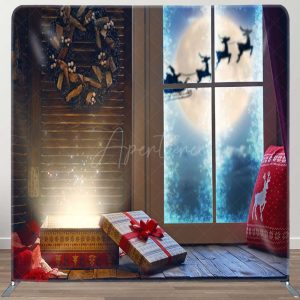 Window Elks Wreath Gifts Christmas Pillow Case Backdrop - Aperturee