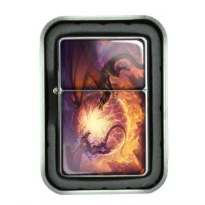 Windproof Refillable Oil Lighter with Gift Box Dragon Design-009 Custom Fantasy
