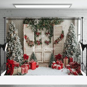 Winter Indoor Christmas Tree Gift Holiday Backdrop - Aperturee