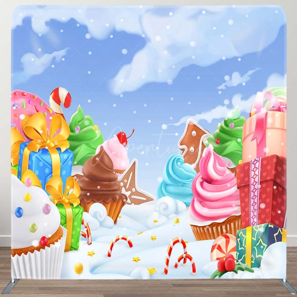 Winter Snow Cake Gift Pillow Case Backdrops for Party - Aperturee