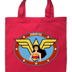 Wonder Woman Trick or Treat Bag, Personalized Wonder Woman Halloween Bag