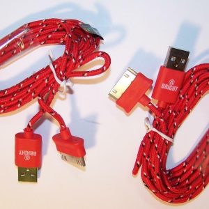 2 RED CLOTH RD IPHONE 5 6 6S CHARGER PHONE CORD
