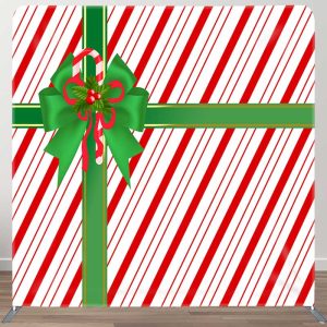 Aperturee Red White Green Gift Box Xmas Pillow Case Backdrop, 6 x 6 ft (1.8 x 1.8 m), 111 USD, square double-sided backdrops, DSAMZ0364-F
