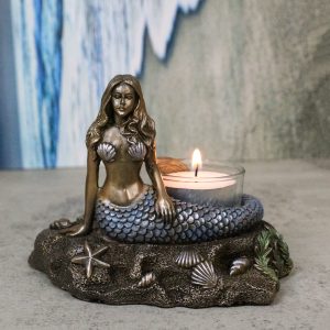 Art Nouveau Ocean Marine Siren Mermaid by Sea Stars Shells Votive Candle Holder