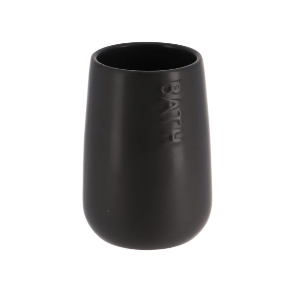 Bath D Collection Water Round Tumbler-Toothbrush Holder Dolomite Black