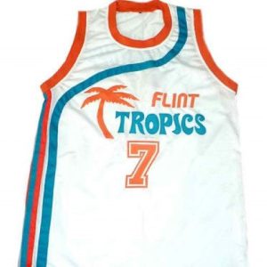Coffee Black #7 Flint Tropics Semi Pro Movie Basketball Jersey White Any Size