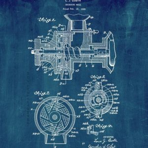 Coffee Grinding Mill Patent Print - Midnight Blue